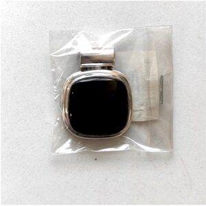 Sterling Silver and Black Onyx NEW Pendant Necklace Slide Square rounded corners